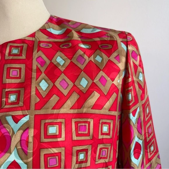 Vintage Anne Crimmins UMI Collection 100% Silk Geometric Skirt Set Suit Jacket 8 - Picture 2 of 15